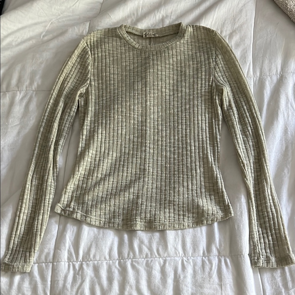 Free People Ribbed Fitted Long Sleeve Tee